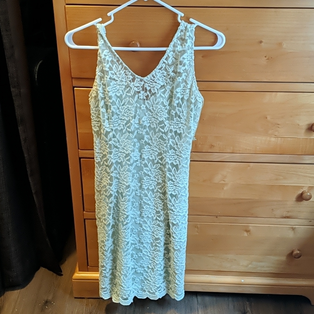 Sage green lace dress